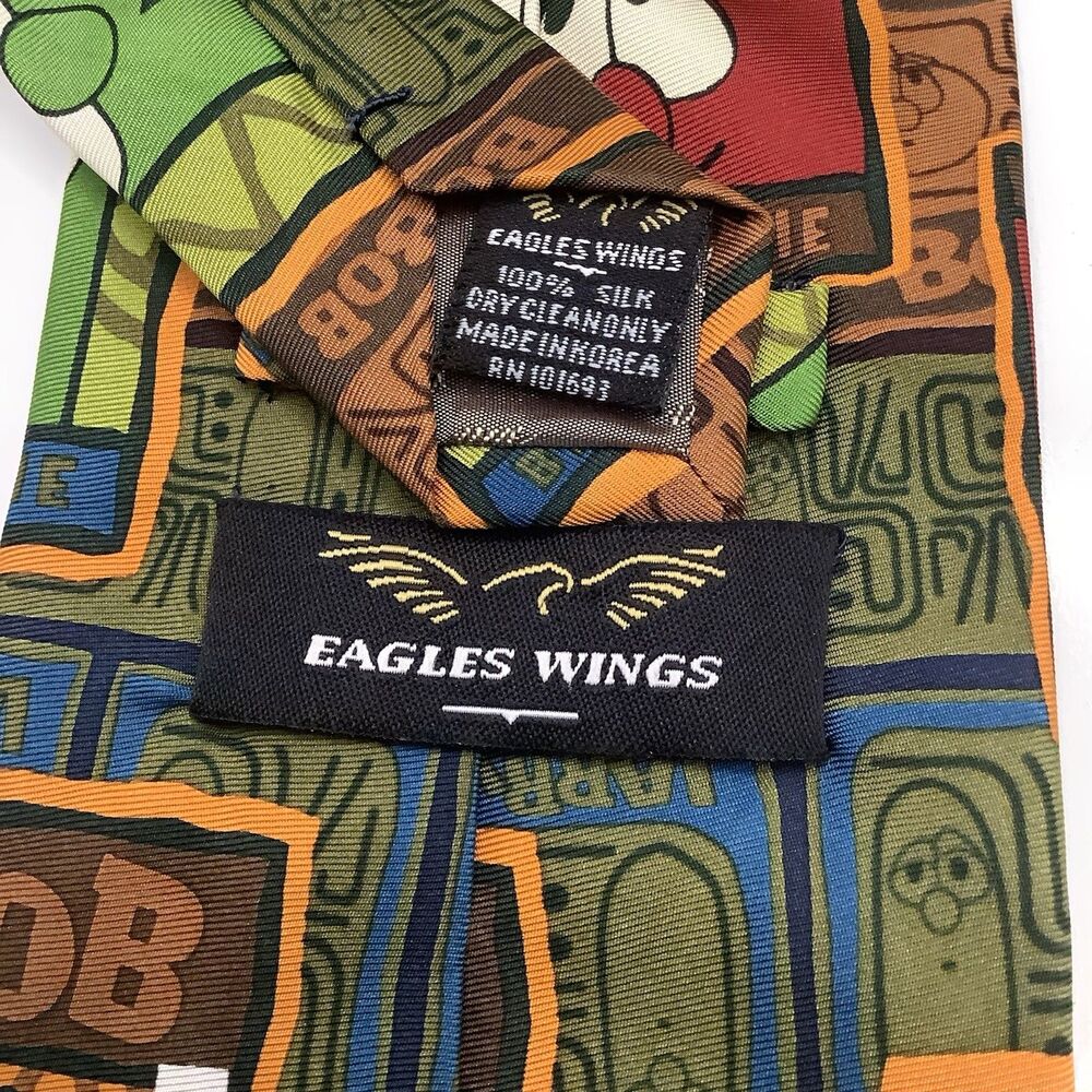 Eagles Wings VeggieTales Silk Tie Men’s OS Multicolor Bob Larry Vintage Novelty - Picture 3 of 6